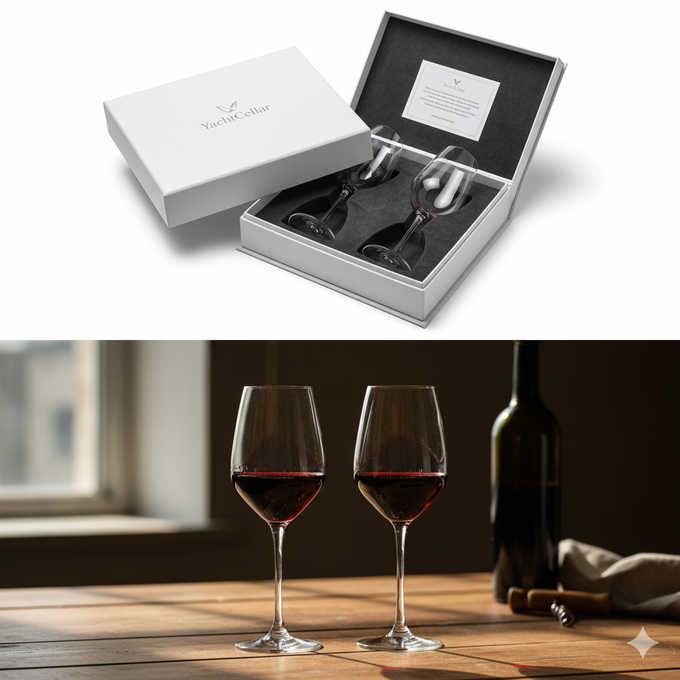 Pair of Crystal Wine Glasses – Yacht Edition